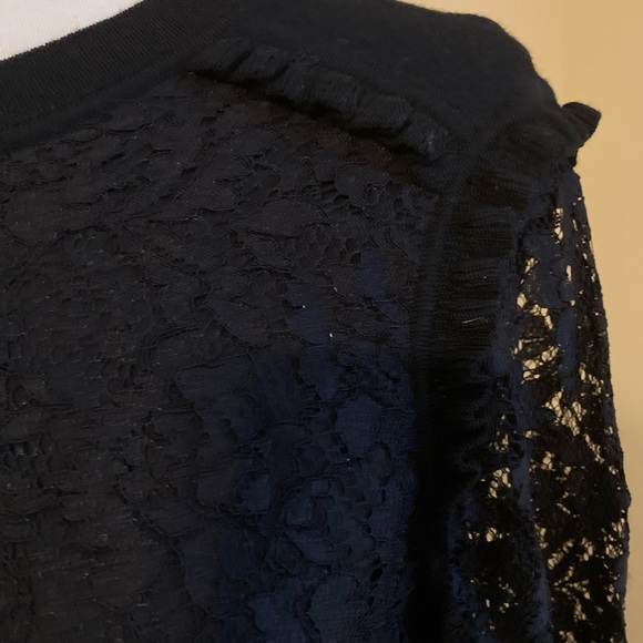 Tory Burch Black Lace and Knit Sweater Top Size Medium - Picture 2 of 11